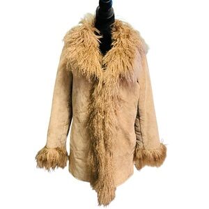 VNTG XOXO Brand 90s Penny Lane Genuine Suede Leather and Fur Coat